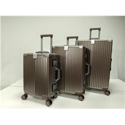 Набор из 3-х чемоданов, композит, алюминий, MIRONPAN  32408 Коричневый