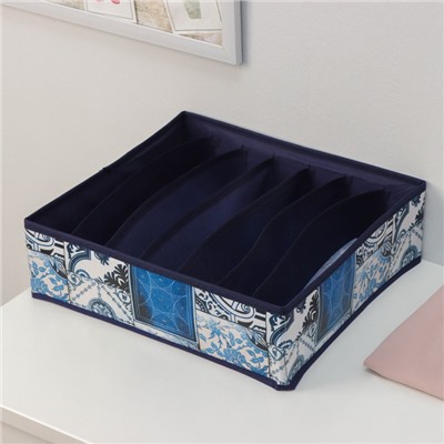 Органайзер для хранения белья Доляна «Мозаика», 7 отделений, 34×30,5×10 см, цвет синий