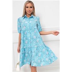 Голубое короткое платье с цветочным принтом Бента №3