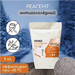 Реагент противогололёдный (пескосоль), 5 кг, работает при —30 °C, в пакете, Greengo