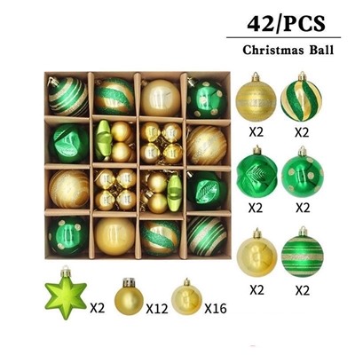 Набор Елочных шаров 2 размера микс, 42шт (в ассортименте)