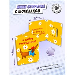 Мини открытка, НОС ПО ВЕТРУ, молочный шоколад, 5 гр., TM Chokocat