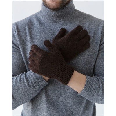 Теплые перчатки из монгольской шерсти темно-коричневые