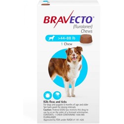 Жевательная таблетка от блох и клещей для собак крупных пород ( весом 20-40 кг) от Bravecto Chews for Dogs (20-40 kg) 1 табл