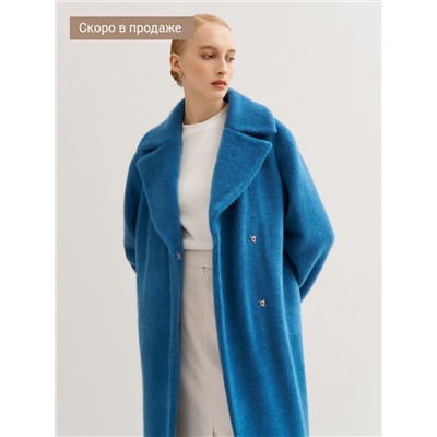 Синее пальто "кокон"