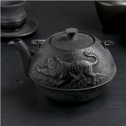 Чайник с ситом 700 мл "Золотой дракон", черный, эмалированное покрытие внутри