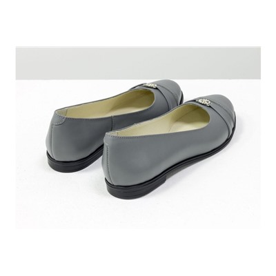 Классические серые туфли из натуральной кожи на низком ходу, от производителя Gino Figini, Т-89-06
