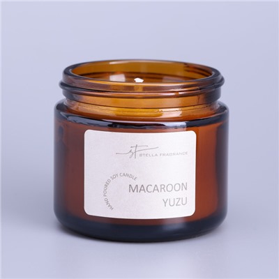 Свеча ароматическая в банке "MACAROON YUZU", соевый воск, 50 г, печенье и юзу