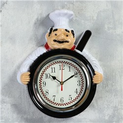 Часы настенные, серия: Кухня, "Повар со сковородой", дискретный ход, 26.5 х 20 см