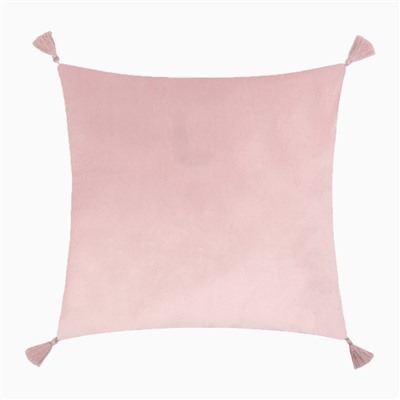 Набор декоративных наволочек Этель с кисточками, цвет розовый, 45х45 см - 2 шт, полиэстер, велюр