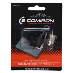 Колодки тормозные органические COMIRON RESIN P05/P09, для тормозных систем: SHIMANO XTR/XT/DEORE/SLX, с пружиной, блистер 2 шт. /уп 50/200/