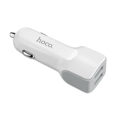 Адаптер Автомобильный с кабелем Hoco Z23 2USB/5V/2.4A +lightning (white)