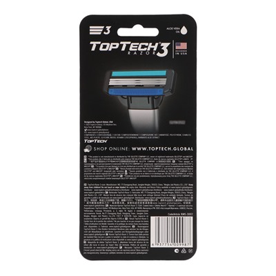 Мужская бритва TopTech Razor 3 совместима с Gillette Mach3, 1 бритва + 2 сменные кассеты