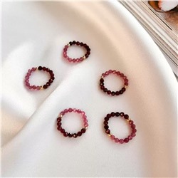 Радуга Самоцветов Кольцо на резинке из розового Турмалина и Граната