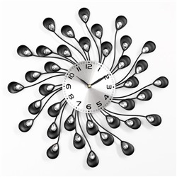 Часы настенные,серия: Ажур,"Лепестки с кристалами", плавный ход, d-13 см, 38 х 38 см