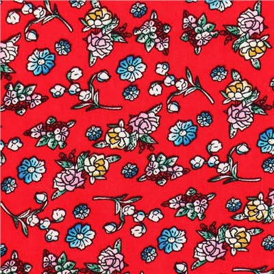 Лоскут, мелкий цветочек на красном хлопке, 50 × 50 см