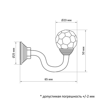 Крючок для штор "ТУНДРА" KS007, однорожковый, цвет медь