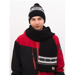 Комплект зимний мужской шапка+шарф Гарри (Цвет черный), размер 58-60