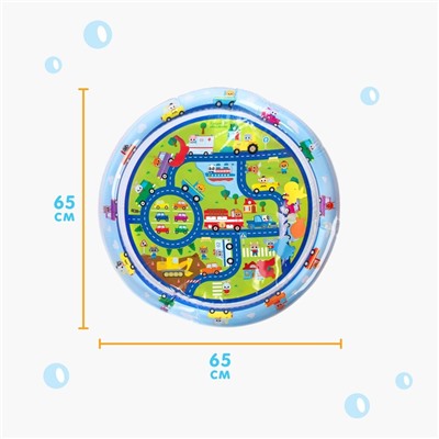 Акваковрик надувной развивающий водный коврик «Транспорт», 65x65 см., Крошка Я