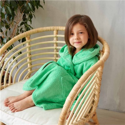 Халат махровый детский, размер 36, цвет зелёный, 320 г/м2, хлопок 100% с AIRO