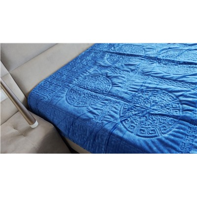 Плед-покрывало стриженный мех Lux Версаче 220х240 синее
