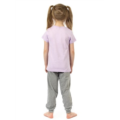 Комплект детский (футболка/брюки) Сиреневый, Серый меланж