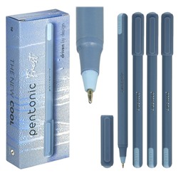 Ручка шариковая синяя 0,7 мм, матовый голубой антискользящий корпус, игольчатый наконечник Linc PENTONIC FROST, цена за 10 шт.