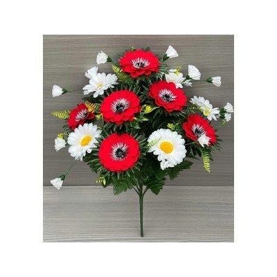 Цветы искусственные декоративные Анемоны+ромашки (11 цветков) 57 см