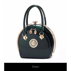 Женская сумка Лакированная Экокожа саквояж круглая Зеленый