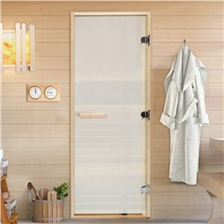 Дверь для бани и сауны "Сатин", размер коробки 170х70 см, липа, 8 мм
