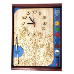 Часы с циферблатом под роспись "Рыбки" с красками арт.ДНИ122 /20