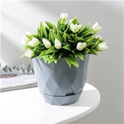 Горшок для цветов с поддоном Laurel, 1,3 л, d=14,5 см, h=12,5 см, цвет серый