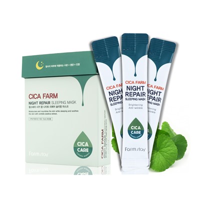 (Китай) FarmStay Cica Farm Night Repair Sleeping Mask Ночная Маска для лица с экстрактом центеллы (упаковка 20шт)