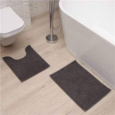 Набор ковриков для ванной Этель Букли цвет темно-серый 2 шт, 38х58 см, 48х38 см