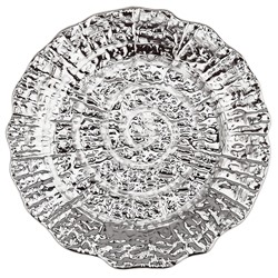 "Платина" Тарелка десертная фарфоровая д152мм h20мм, интерьерная, рельефный декор, с платиной, волнистый край (Китай)