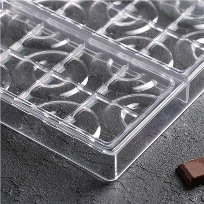 Форма для шоколада и конфет KONFINETTA «Плитка с колечками», 3 ячейки, 27,5×17,5×2,5 см, ячейка 15,3×7,5х0,8 см