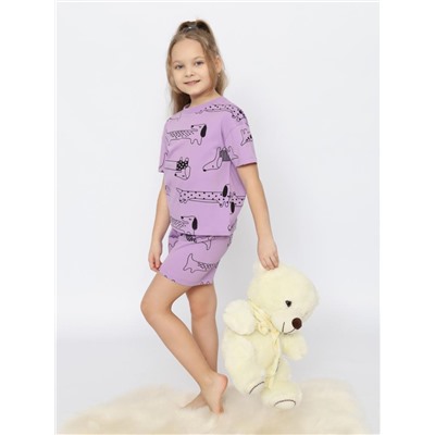 Пижама для девочки (футболка, шорты) Лаванда