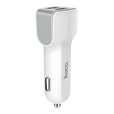 Адаптер Автомобильный с кабелем Hoco Z23 2USB/5V/2.4A +lightning (white)