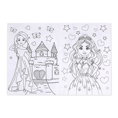 Раскраска для девочек «Принцессы», 16 стр, формат А4