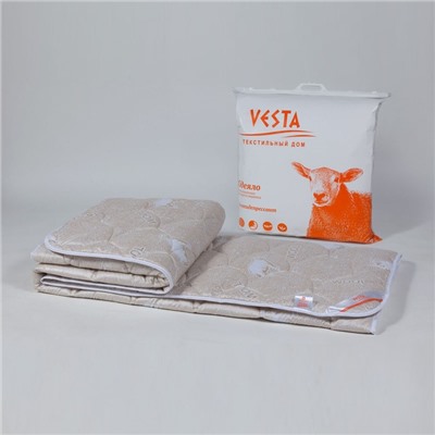 Одеяло зимнее 140х205 см, шерсть мериноса, ткань глосс-сатин, п/э 100% 2935806
