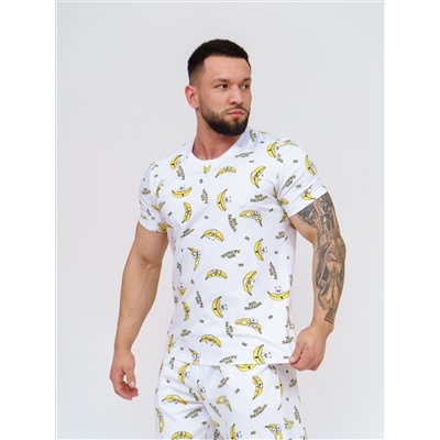 Костюм мужской 2896 Бананы на белом (брюки)