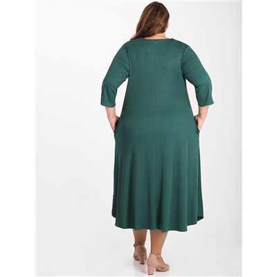 Платье женское трикотажное больших размеров зеленое