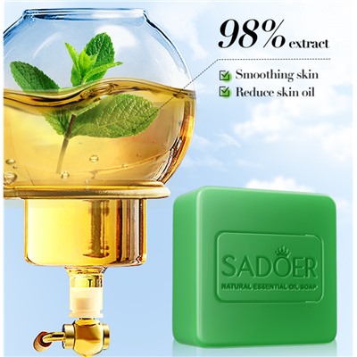 Мыло для лица и тела с экстрактом МЯТЫ Sadoer Organic Pepermint Fragrant Soap, 100 гр.