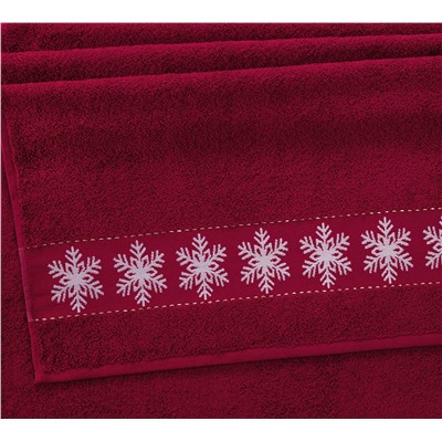 Полотенце махровое Снежинки красный Аиша Текс-Дизайн