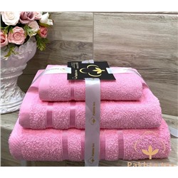 Комплект махровых полотенец розовый (упаковка 3шт)