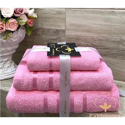 Комплект махровых полотенец розовый (упаковка 3шт)