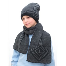 Комплект зимний для мальчика шапка+шарф Лекс (Цвет темно-серый), размер 54-56