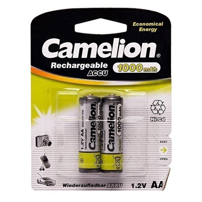 Аккумулятор AA Camelion R6 (2-BL) Ni-Cd 1000 mAh (24) ..ЦЕНА УКАЗАНА ЗА 2 ШТ