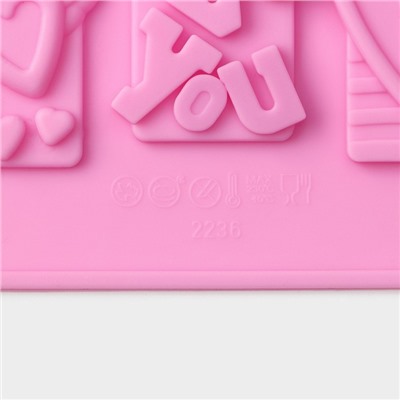 Форма для кондитерских украшений Доляна «Любовь», силикон, 28,7×17,4 см, 16 ячеек (4,7×3,8 см), цвет МИКС