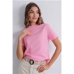 11067 Базовая футболка из хлопка нежно-розовая (остаток: 44)